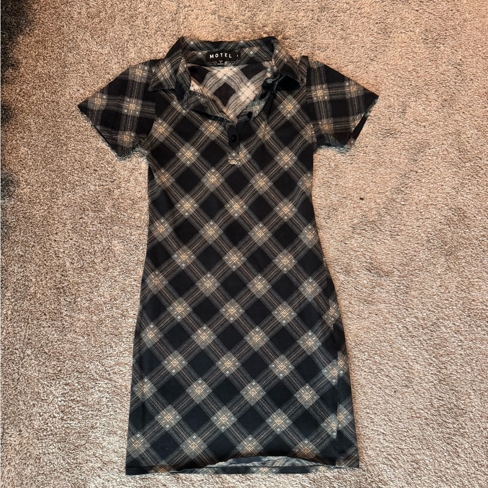 Motel Rocks Plaid Collared Mini Dress
